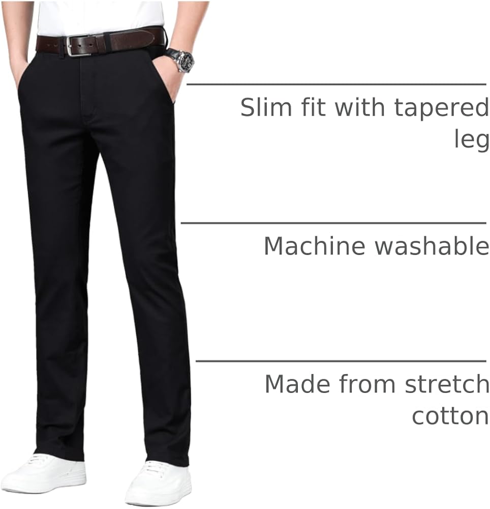 ESSYSHE Men's Slim Fit Chino Pants Stretch Casual Khaki